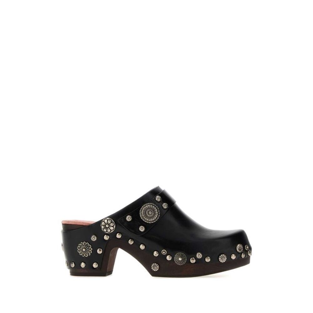 Chloe Women Black Leather Talis Clogs